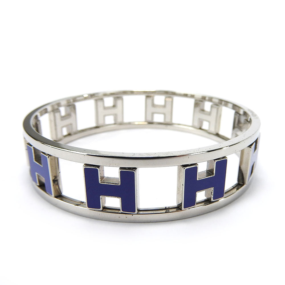 Hermes Silver Blue Reversible Bangle