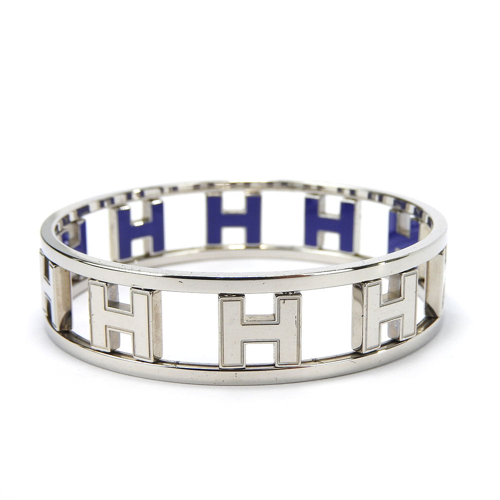 Hermes Silver Blue Reversible Bangle