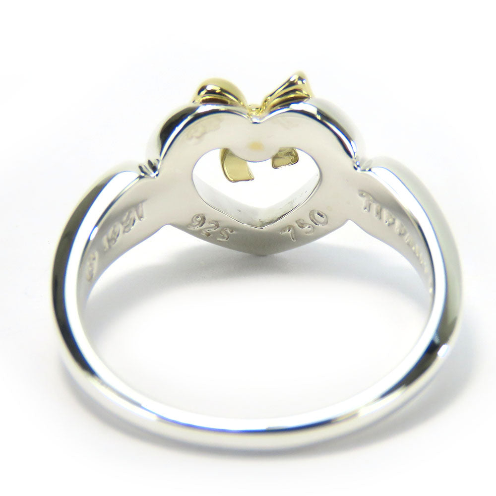 Tiffany & Co Silver 925 K18YG Heart Ribbon Ring