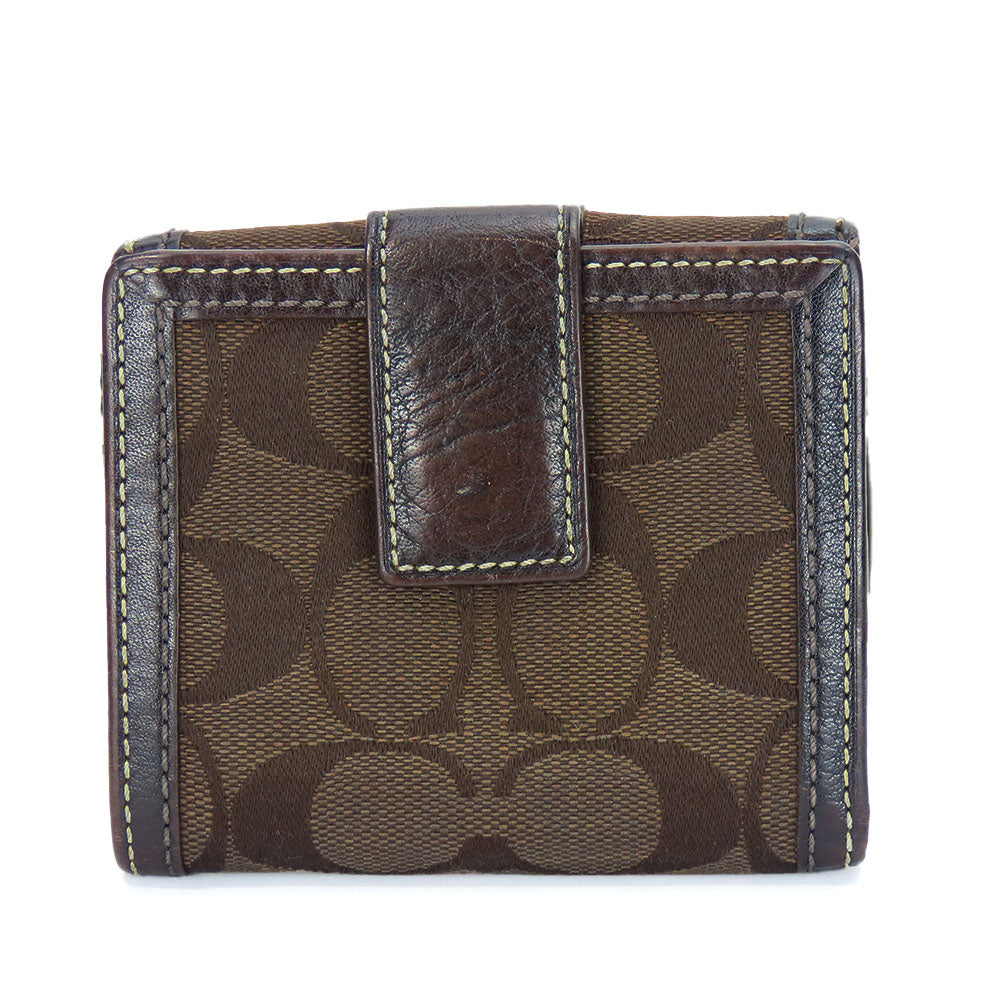 Coach Bifold Wallet Canvas Leather Brown