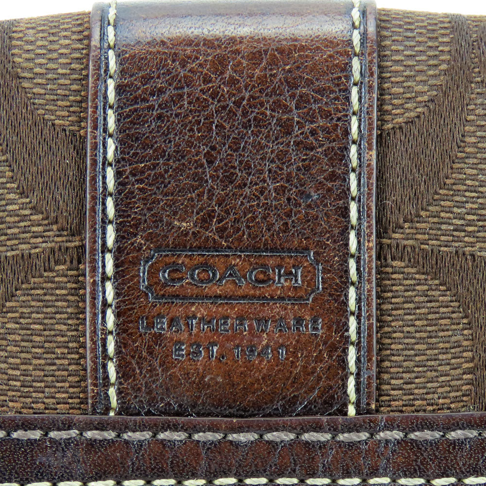 Coach Bifold Wallet Canvas Leather Brown