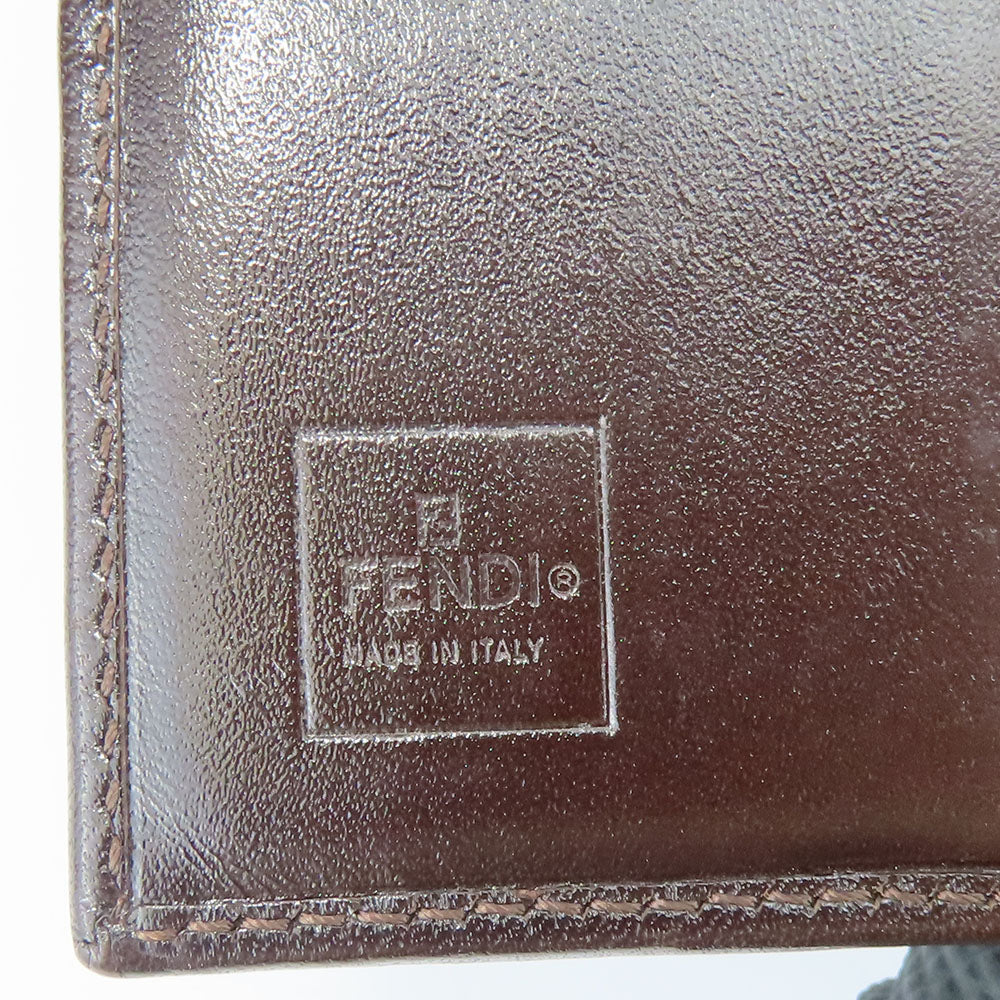 Fendi Bifold Wallet Zucca Canvas Calfskin Brown