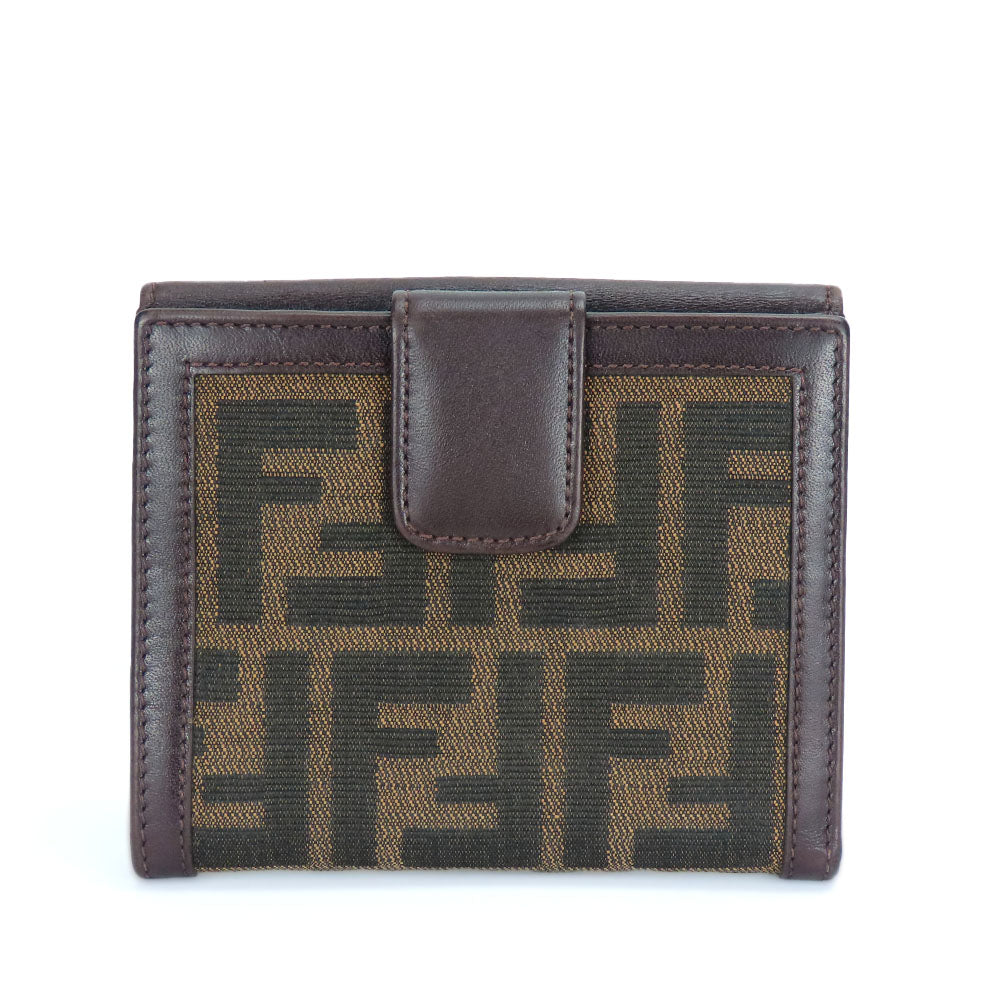 Fendi Bifold Wallet Zucca Canvas Calfskin Brown