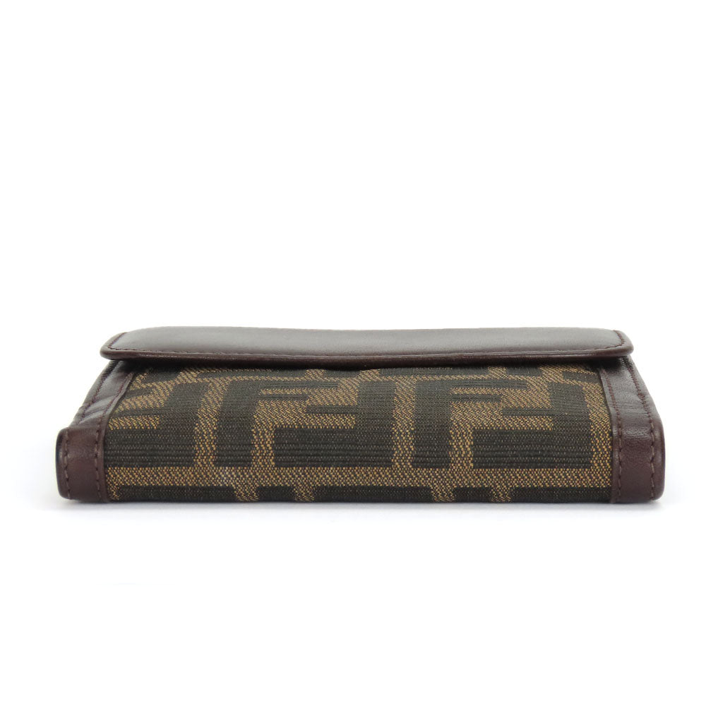 Fendi Bifold Wallet Zucca Canvas Calfskin Brown