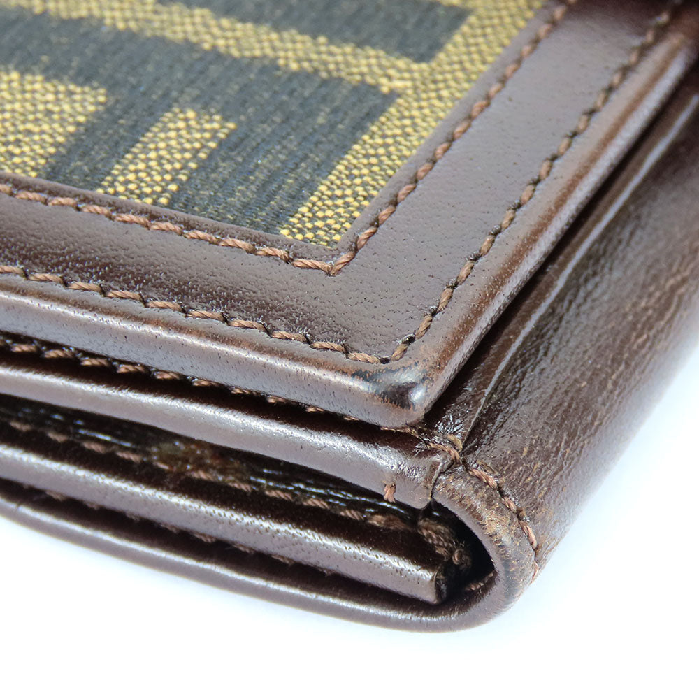 Fendi Bifold Wallet Zucca Canvas Calfskin Brown