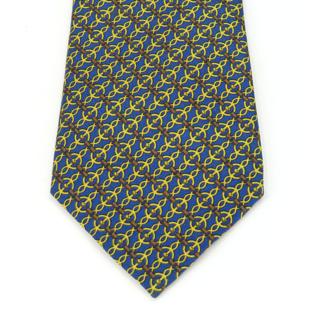 Hermes Silk Tie Navy Yellow