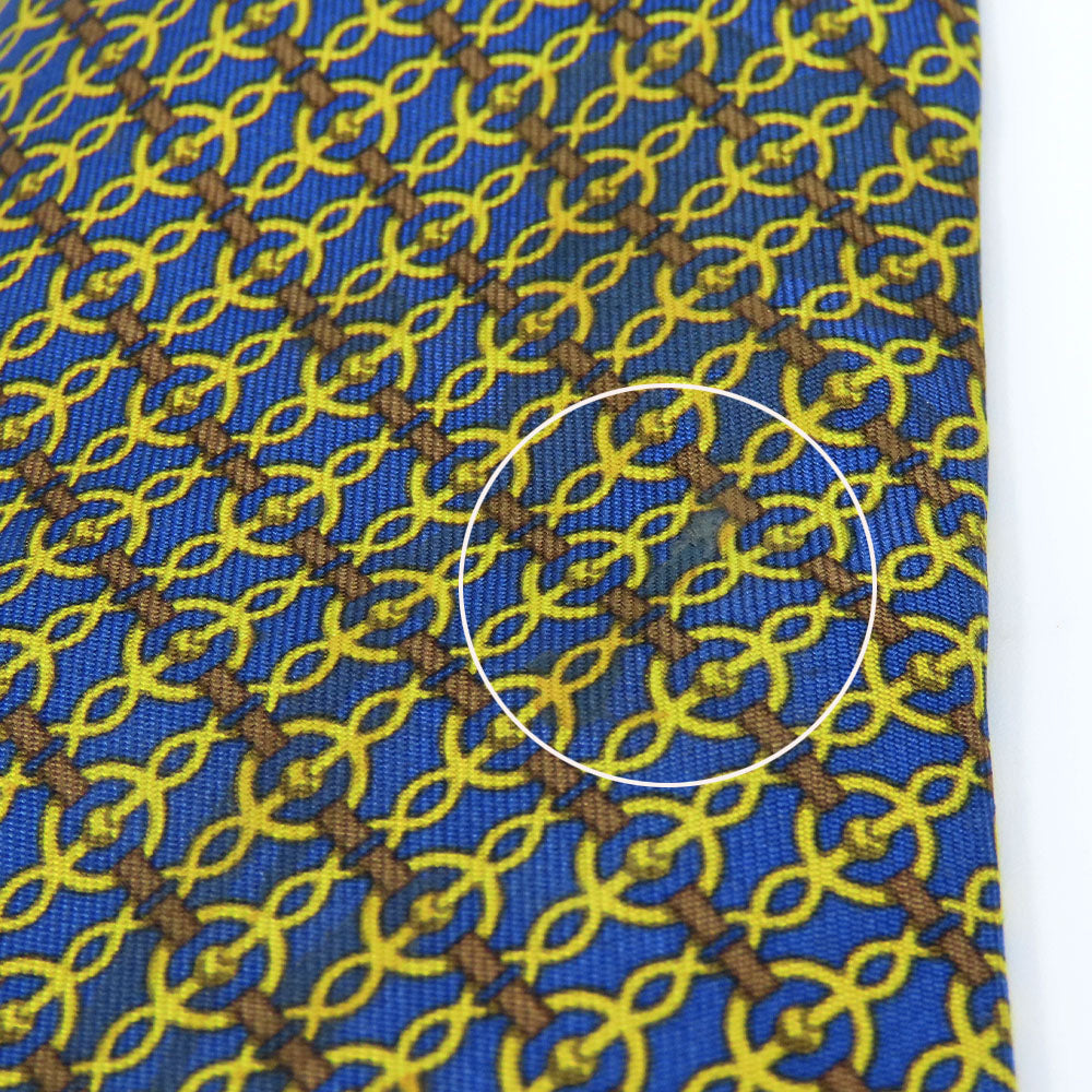 Hermes Silk Tie Navy Yellow