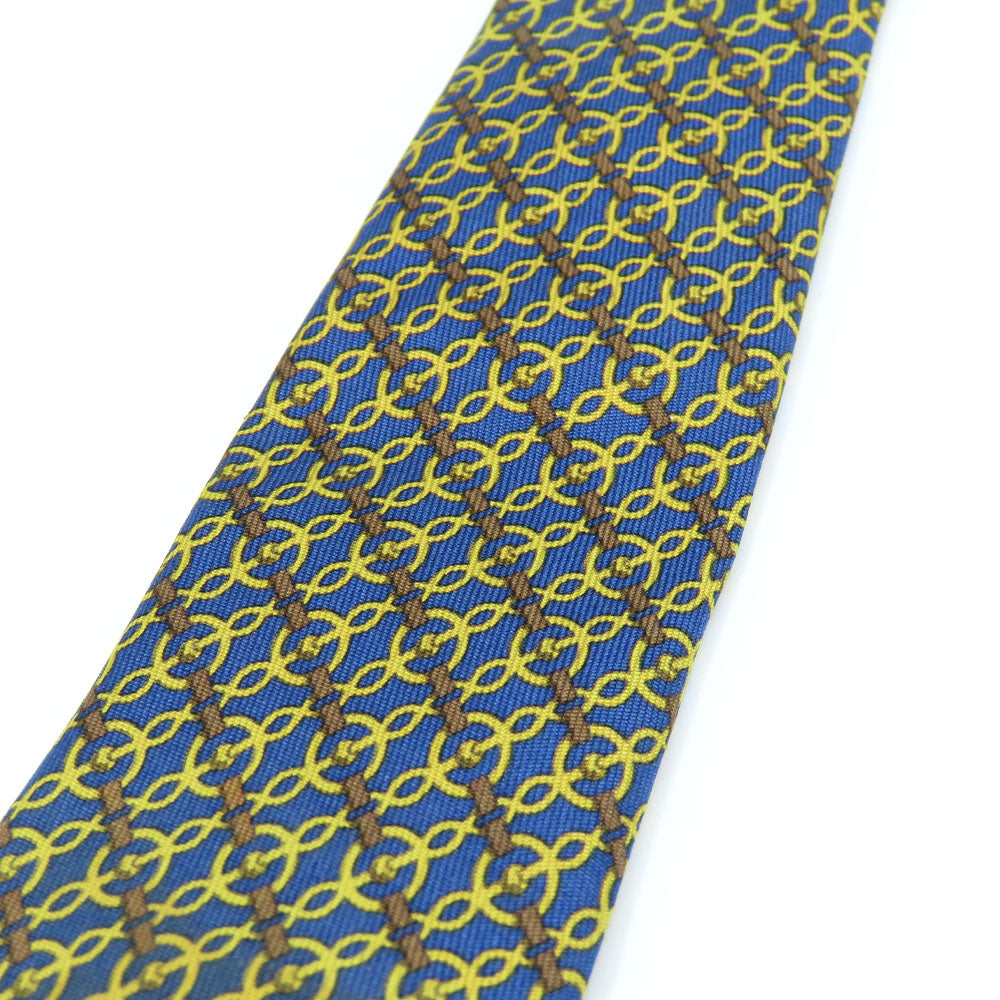 Hermes Silk Tie Navy Yellow