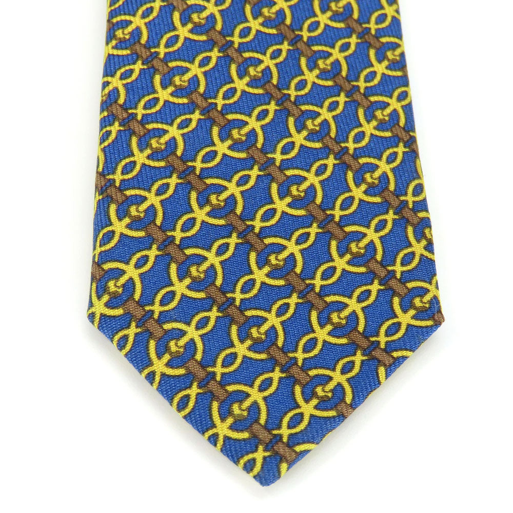 Hermes Silk Tie Navy Yellow