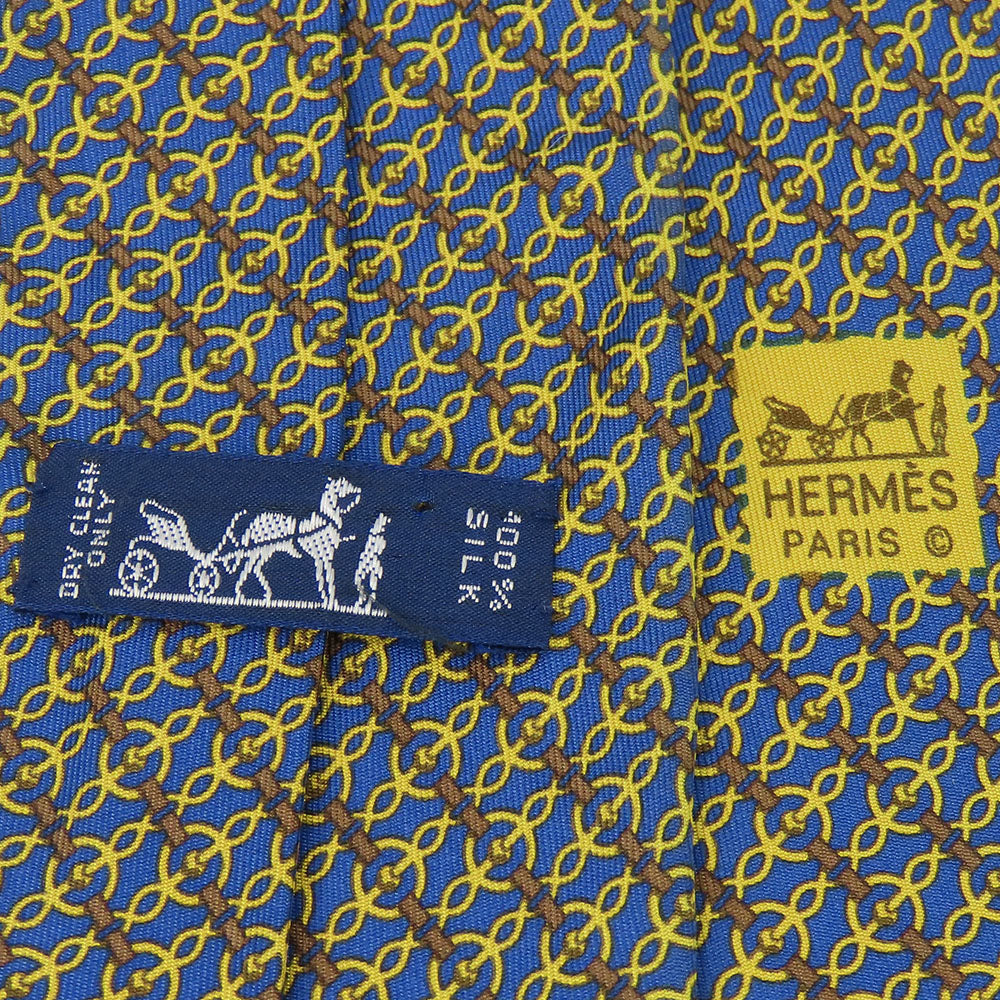 Hermes Silk Tie Navy Yellow