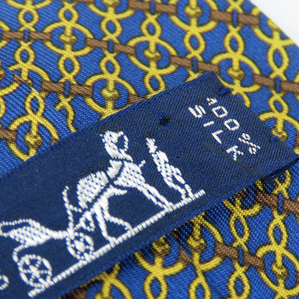 Hermes Silk Tie Navy Yellow