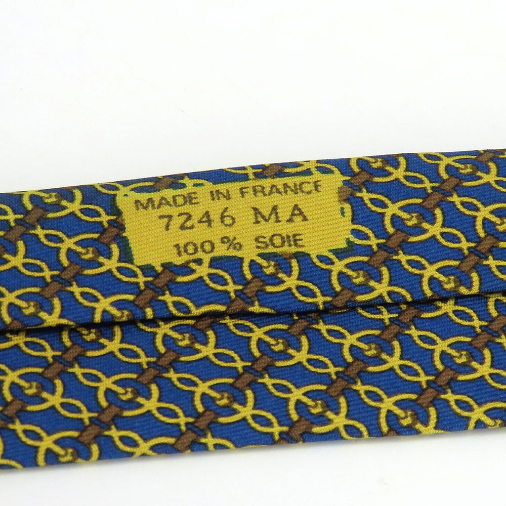 Hermes Silk Tie Navy Yellow