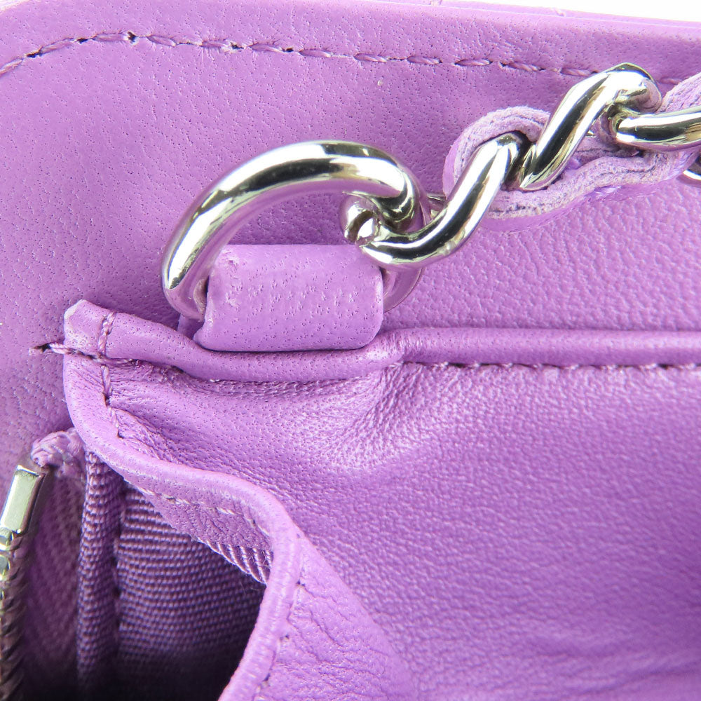 Chanel Lambskin Shoulder Bag Matrasse Purple