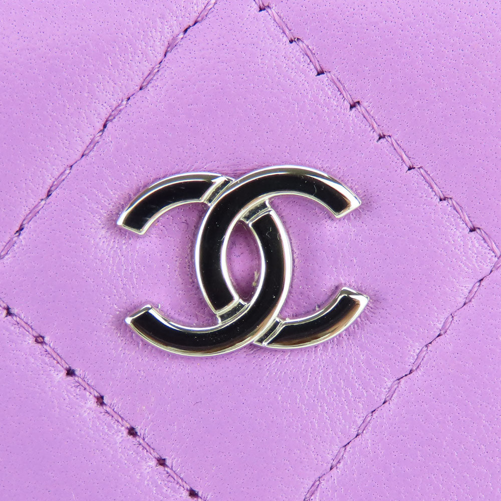 Chanel Lambskin Shoulder Bag Matrasse Purple