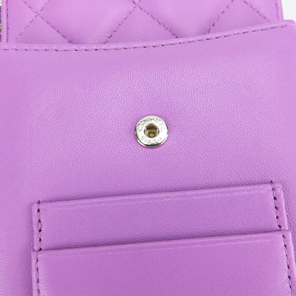 Chanel Lambskin Shoulder Bag Matrasse Purple