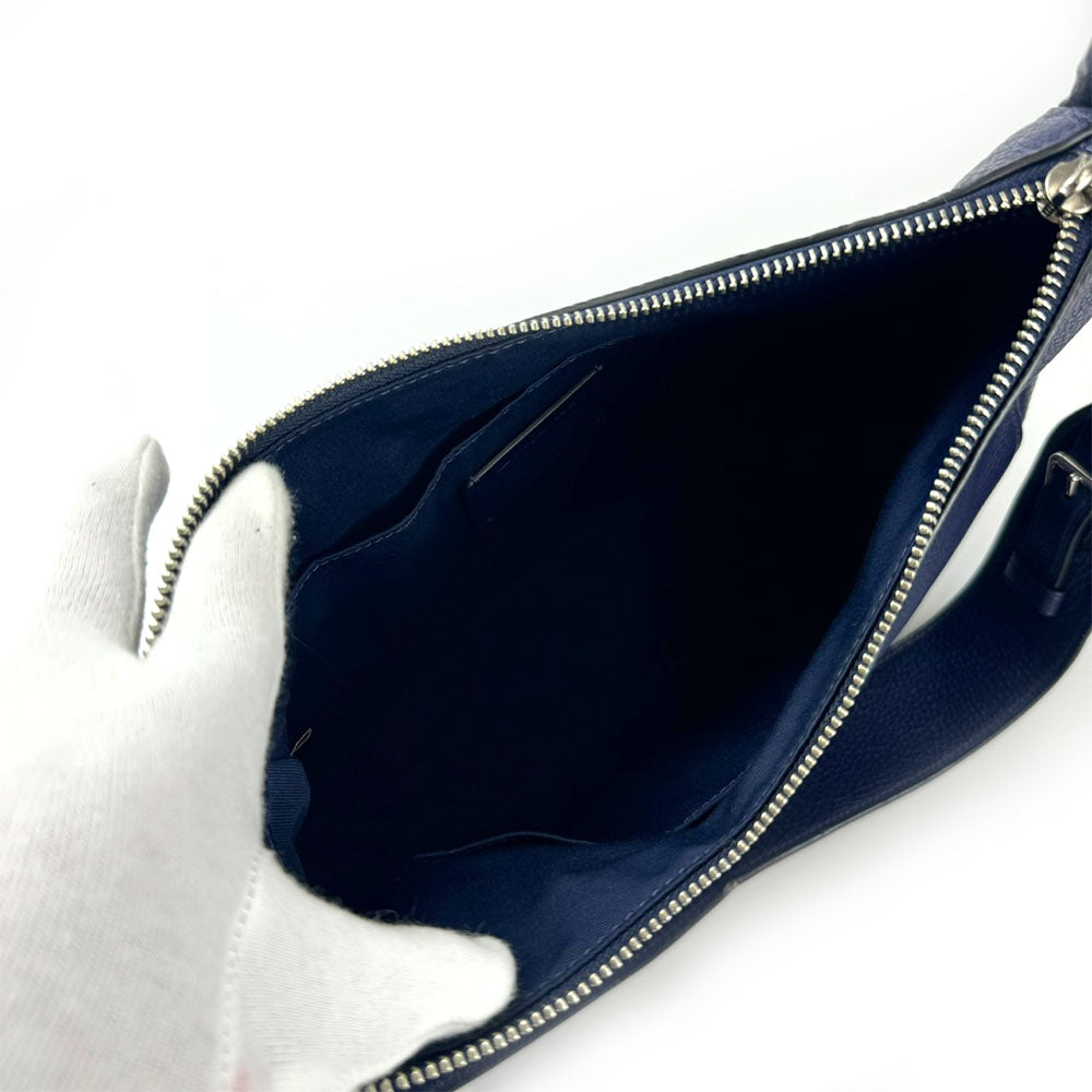 USED COACH Leather Shoulder Bag F80643 Navy