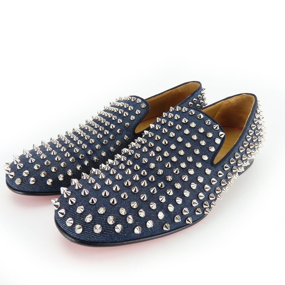 Christian Louboutin Denim Metal Studded Loafers