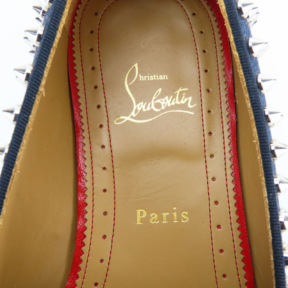 Christian Louboutin Denim Metal Studded Loafers