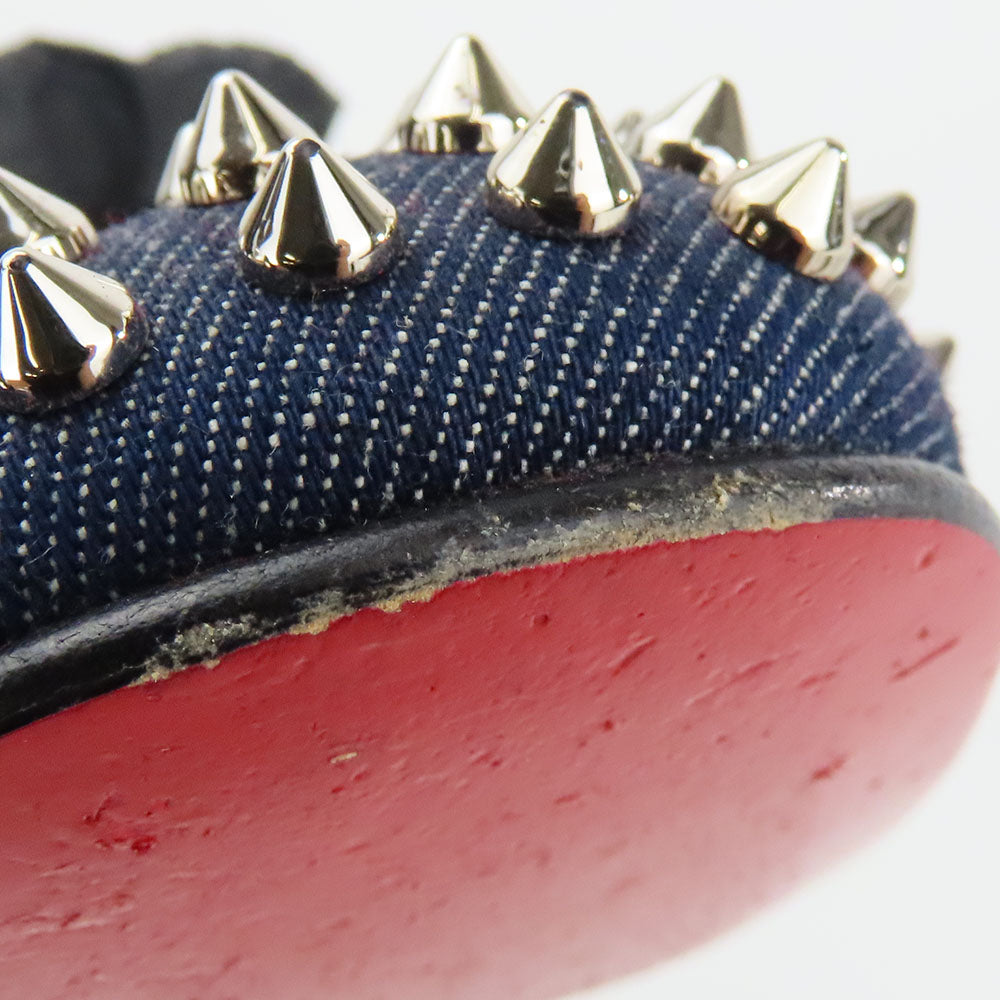 Christian Louboutin Denim Metal Studded Loafers