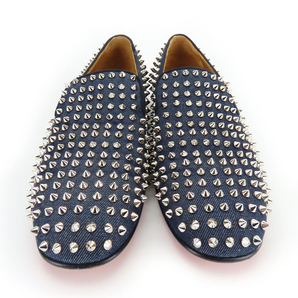 Christian Louboutin Denim Metal Studded Loafers