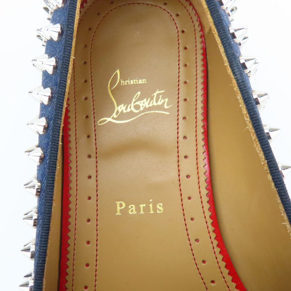 Christian Louboutin Denim Metal Studded Loafers