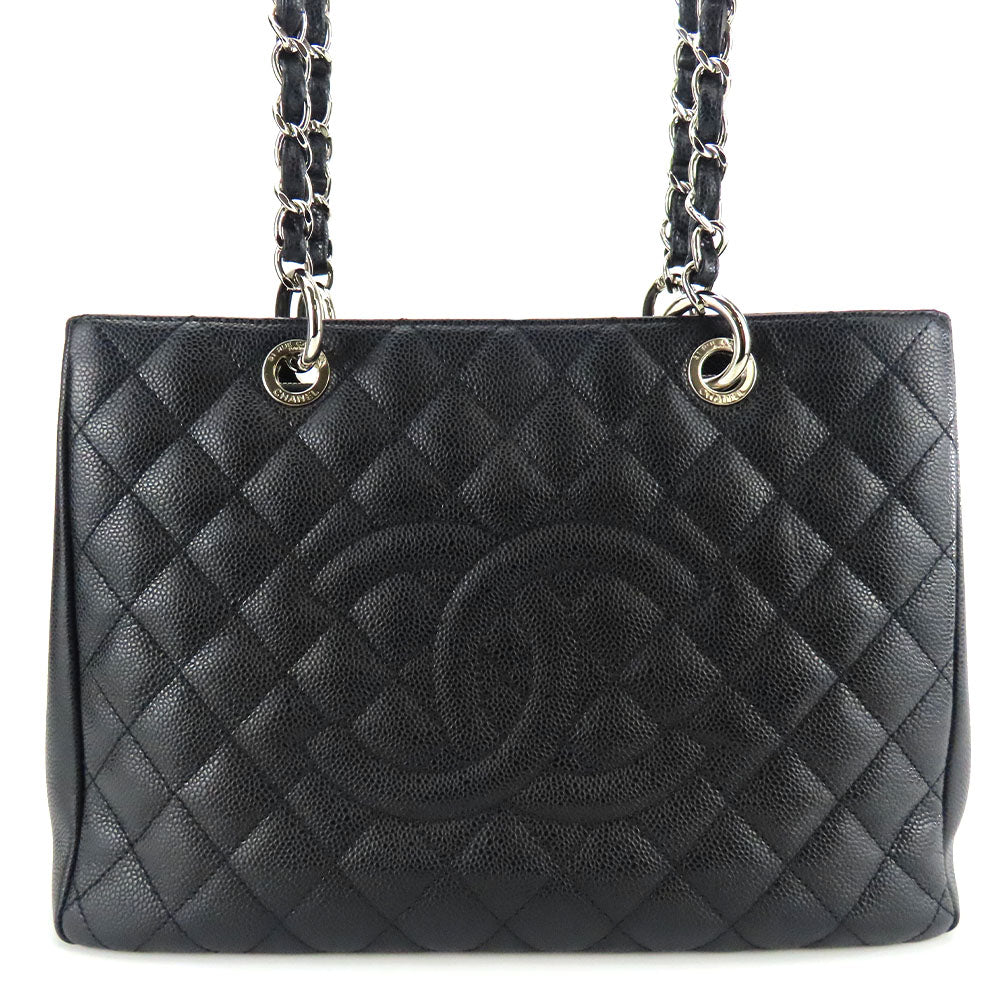 Chanel Caviar Skin Tote Bag Black Chain