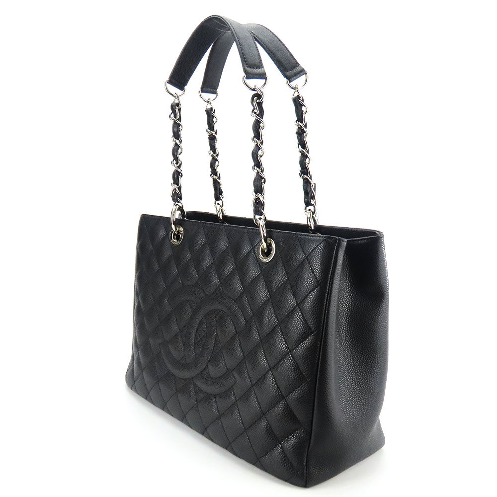 Chanel Caviar Skin Tote Bag Black Chain