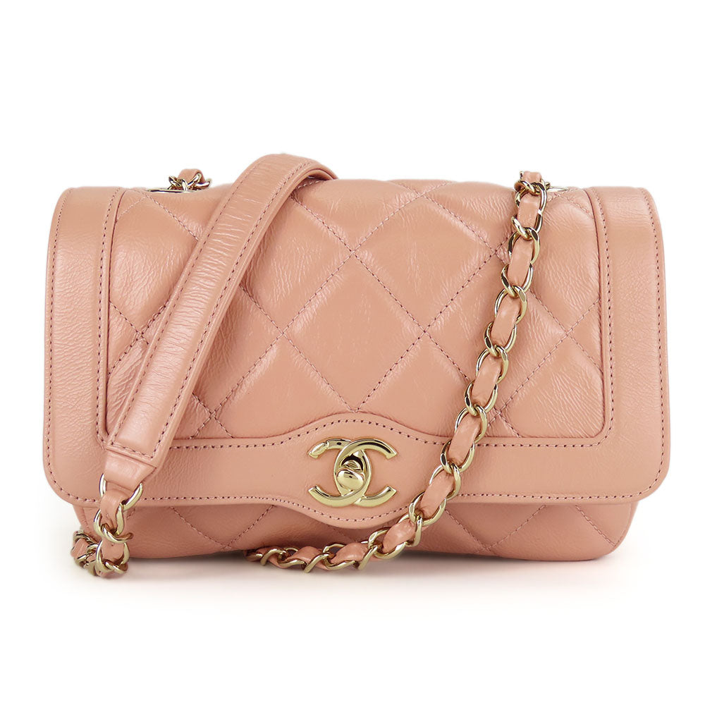 Chanel Leather Shoulder Bag Peach Beige