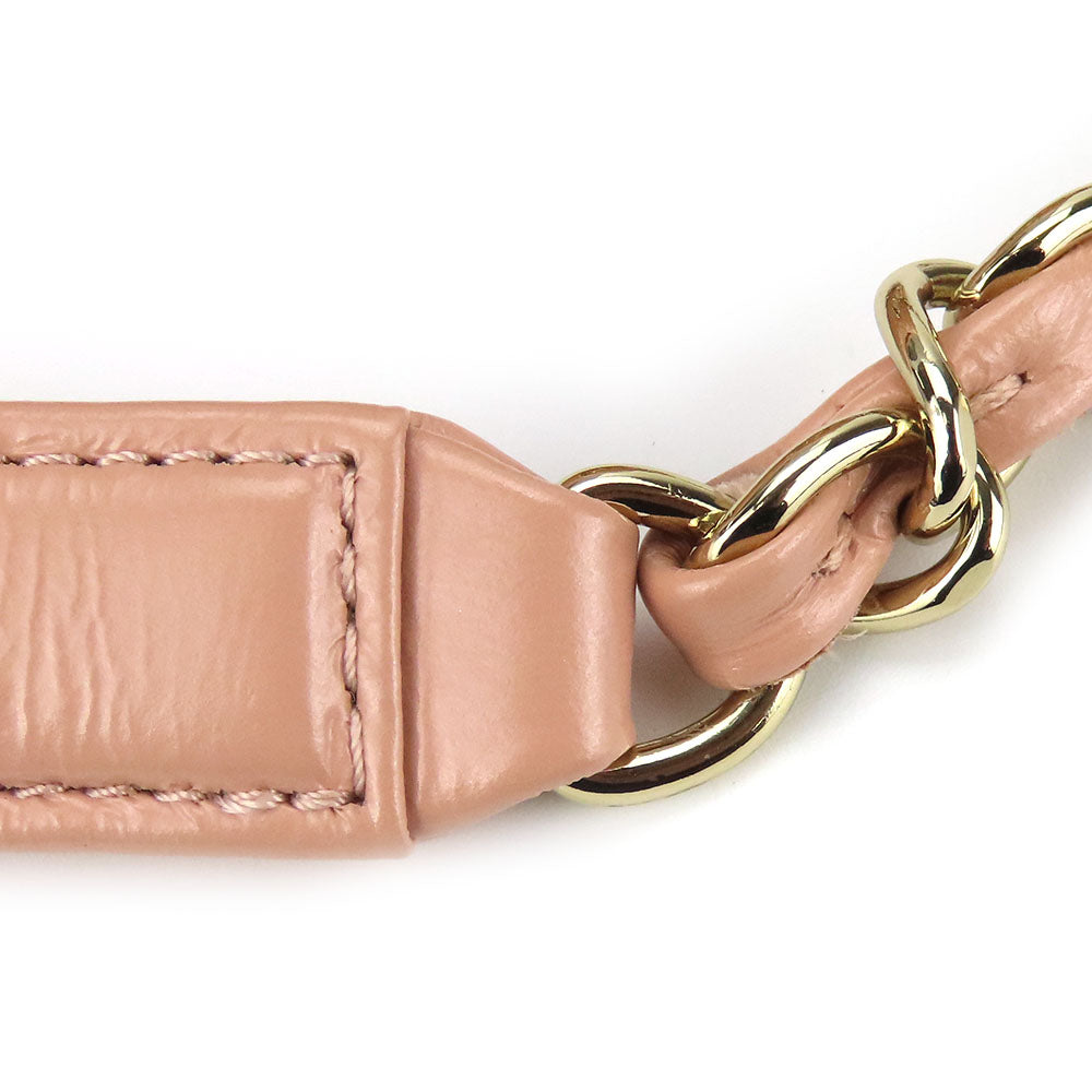 Chanel Leather Shoulder Bag Peach Beige