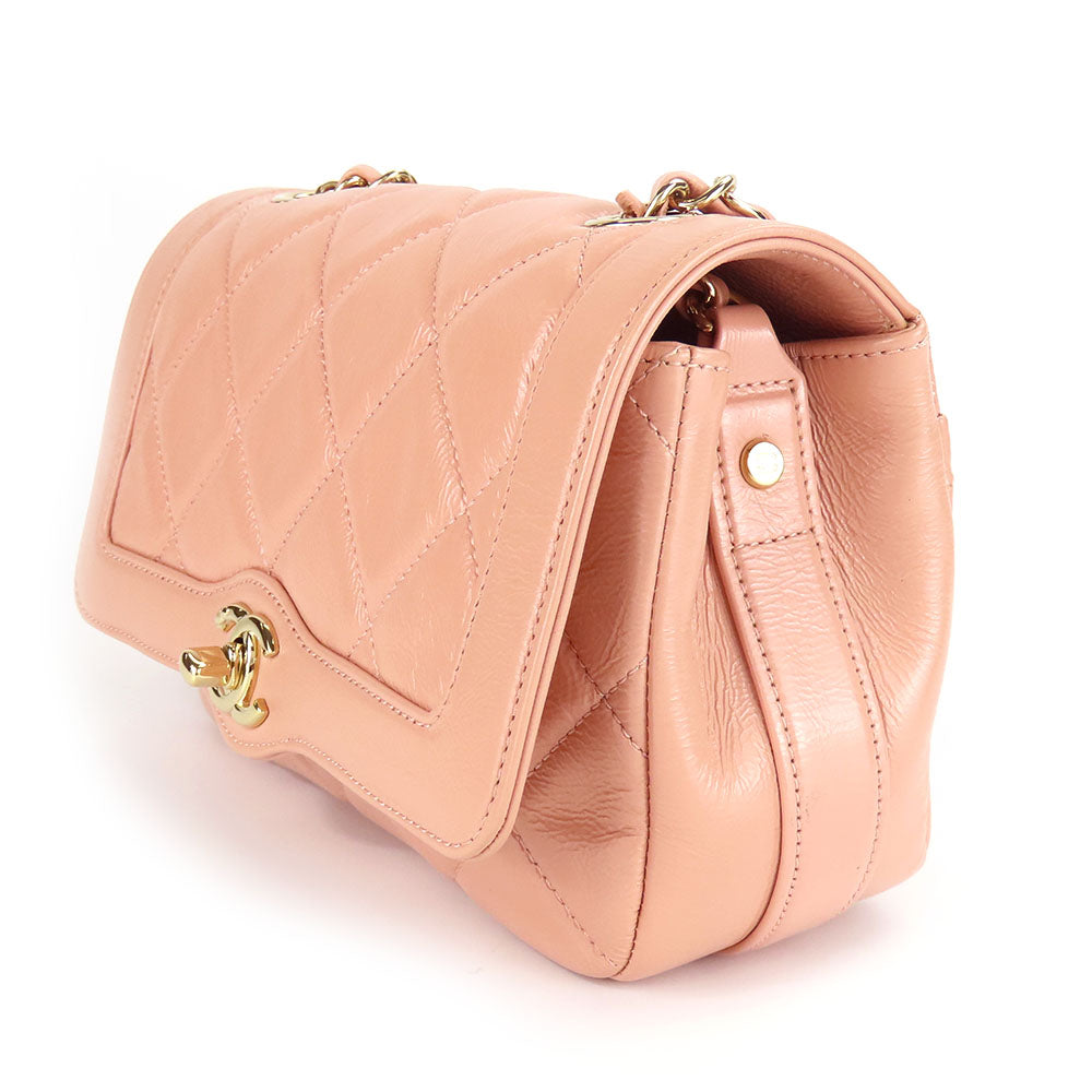 Chanel Leather Shoulder Bag Peach Beige