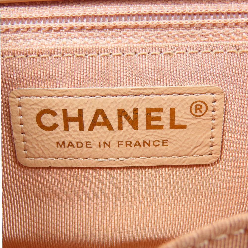 Chanel Leather Shoulder Bag Peach Beige