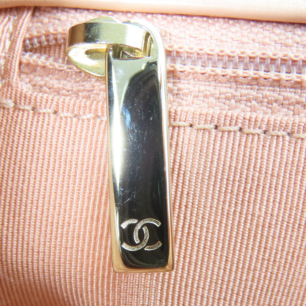 Chanel Leather Shoulder Bag Peach Beige