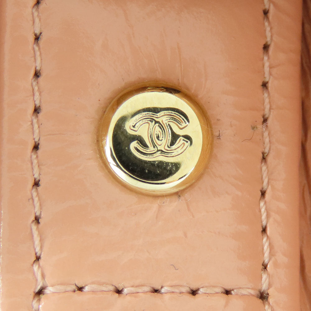 Chanel Leather Shoulder Bag Peach Beige