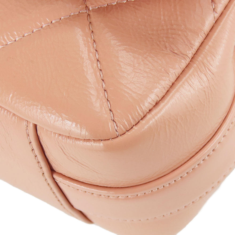 Chanel Leather Shoulder Bag Peach Beige