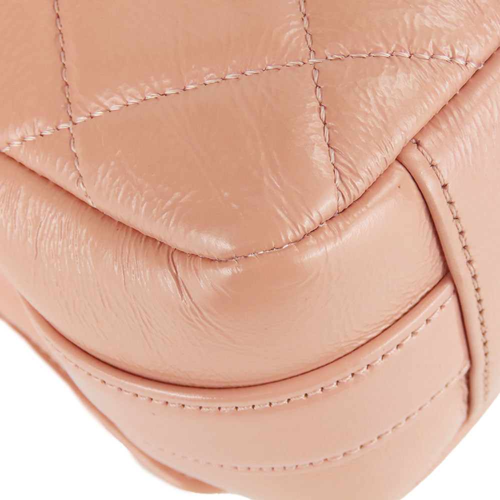 Chanel Leather Shoulder Bag Peach Beige