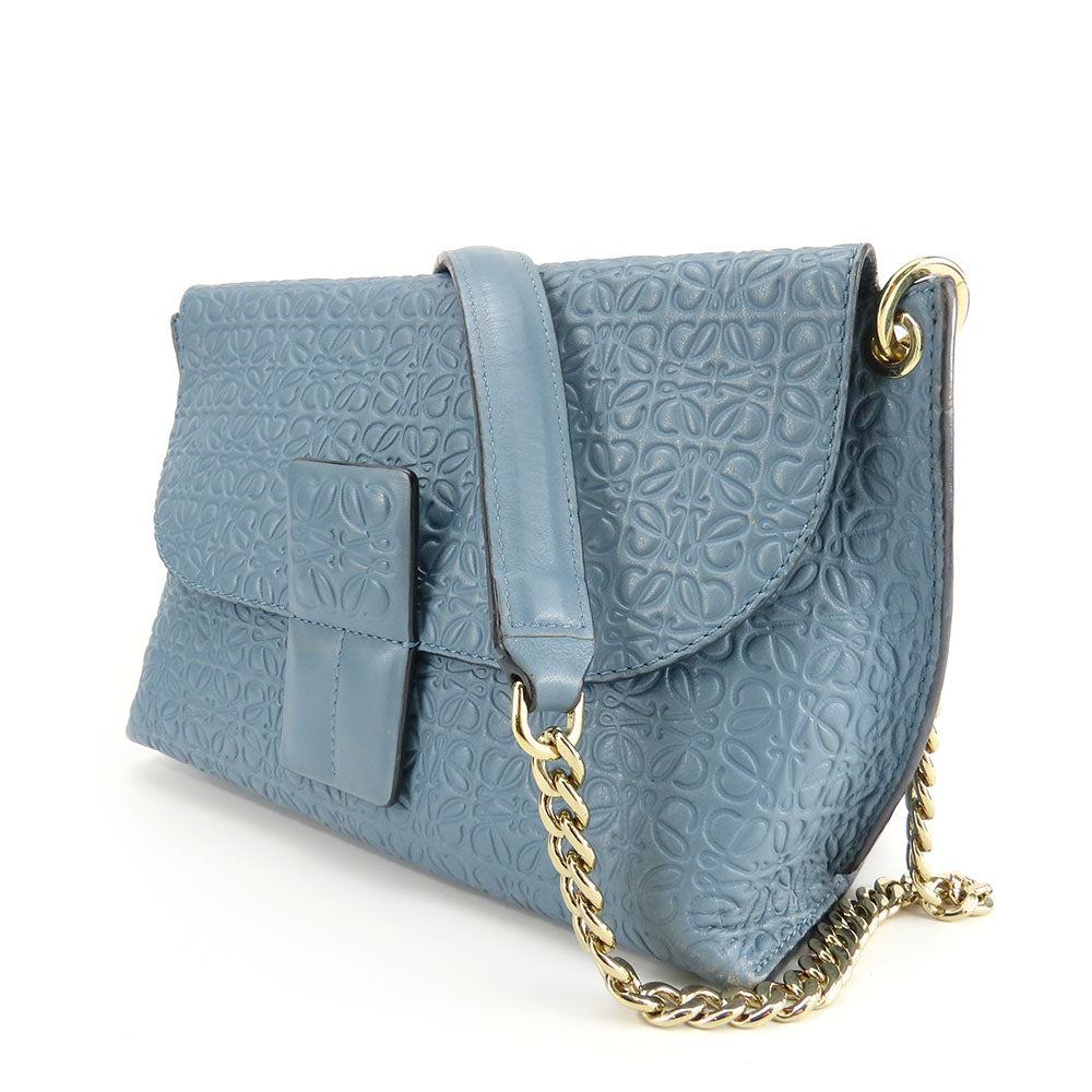 Loewe Anagram Leather Shoulder Bag Blue