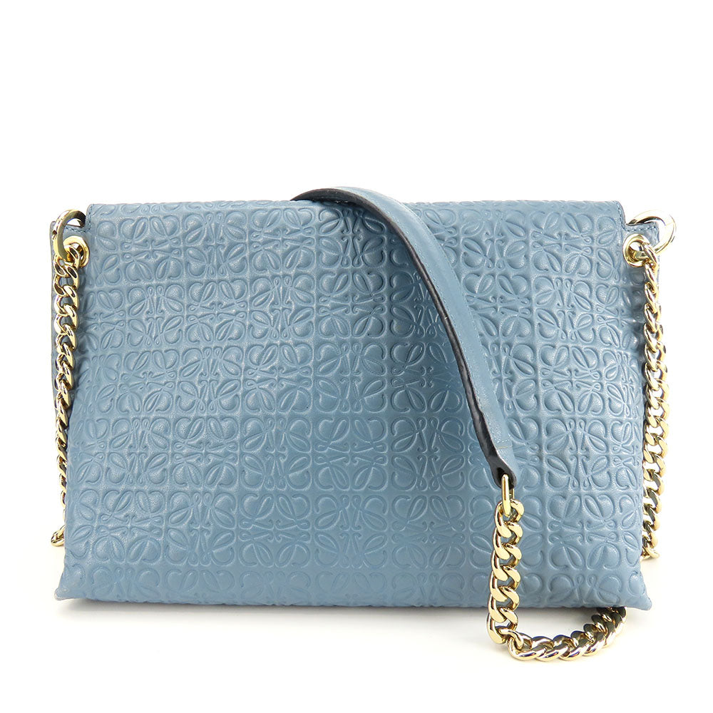 Loewe Anagram Leather Shoulder Bag Blue