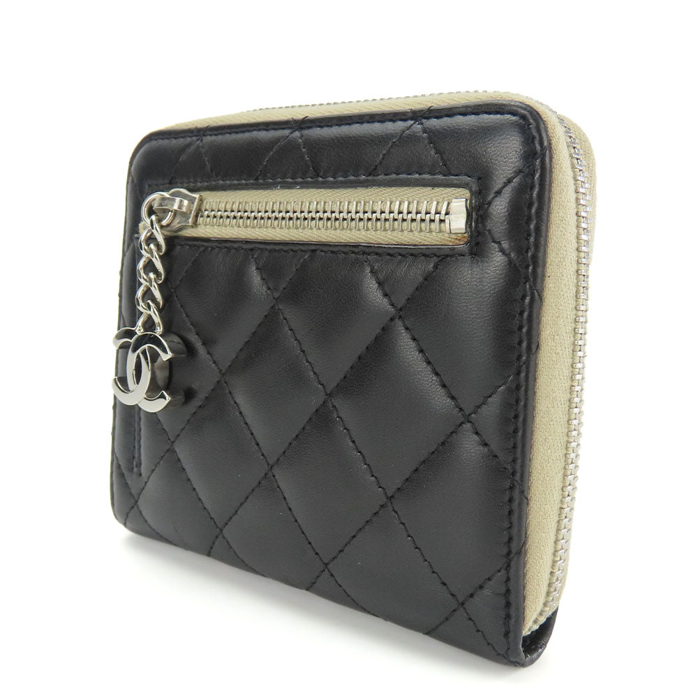 Chanel Bifold Wallet Lambskin Black Beige