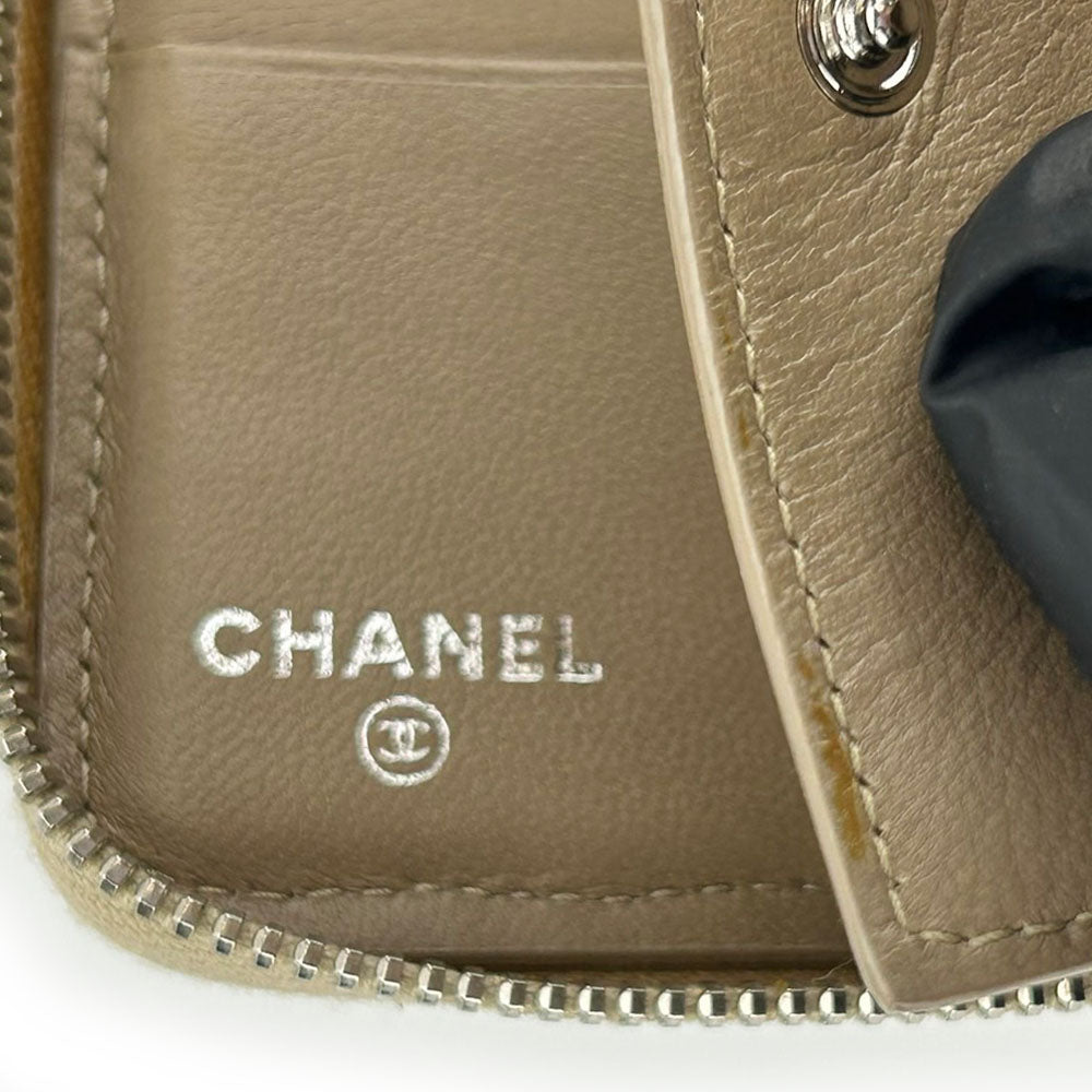 Chanel Bifold Wallet Lambskin Black Beige