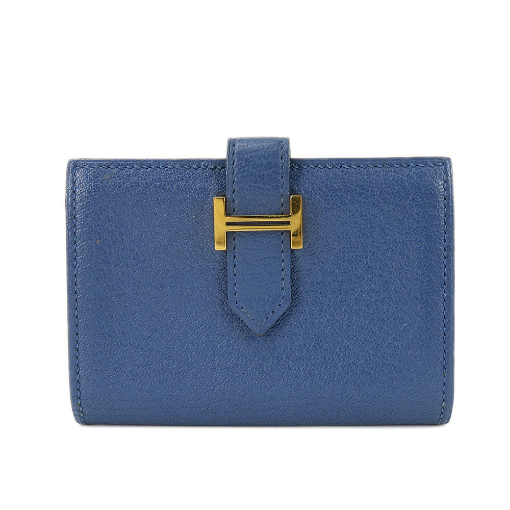 Hermes Card Case Chevre Blue