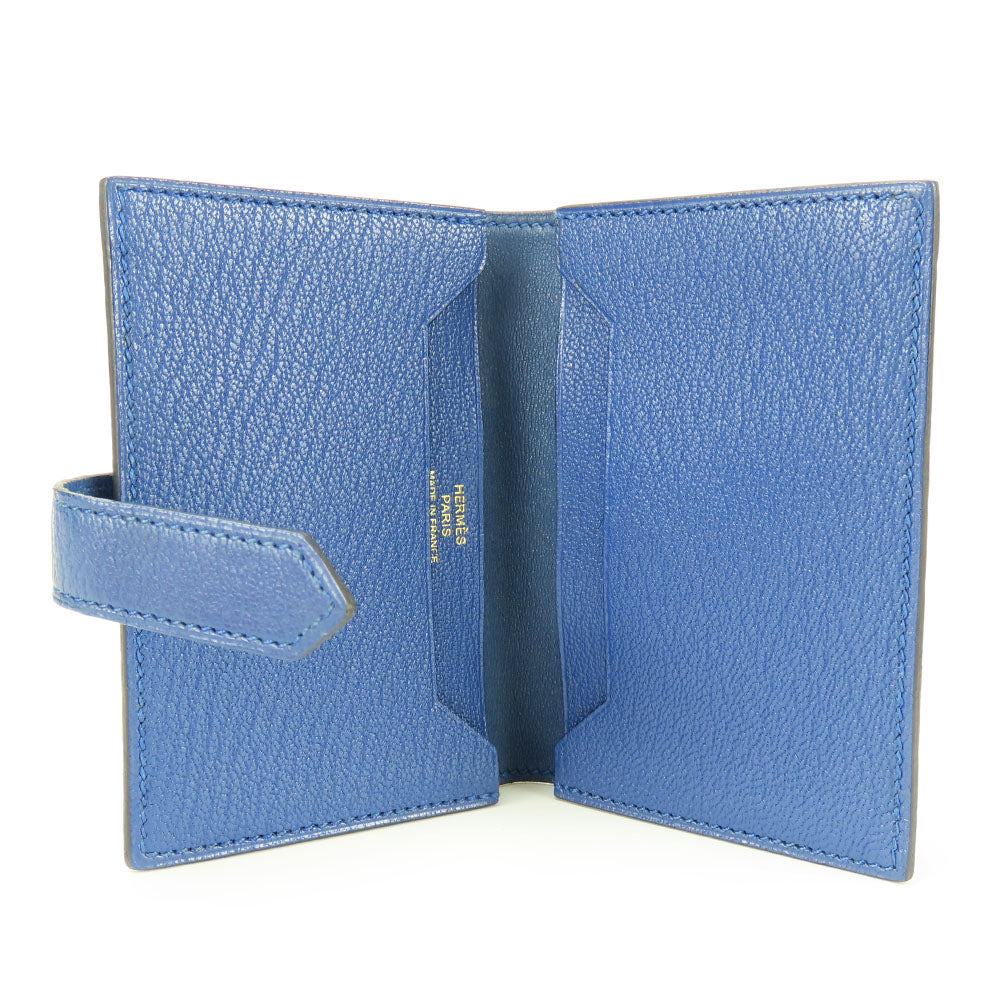 Hermes Card Case Chevre Blue