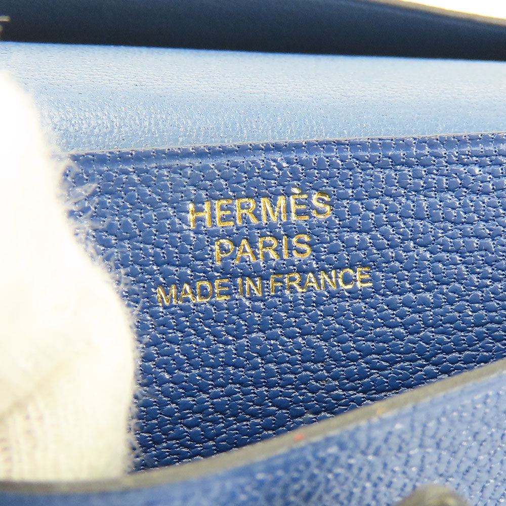 Hermes Card Case Chevre Blue