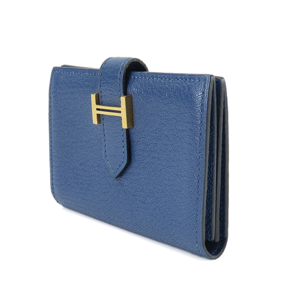 Hermes Card Case Chevre Blue