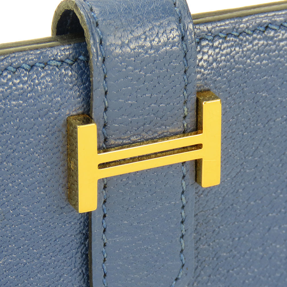 Hermes Card Case Chevre Blue