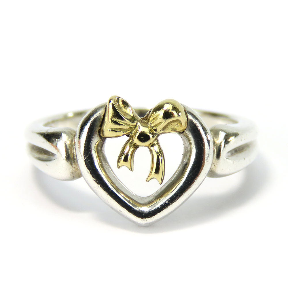 Tiffany & Co Silver 925 K18YG Heart Ribbon Ring