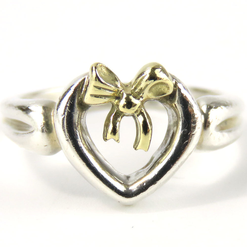 Tiffany & Co Silver 925 K18YG Heart Ribbon Ring