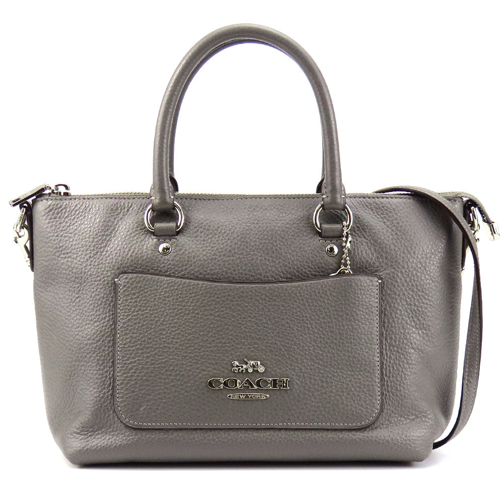 USED COACH Leather Handbag F31466 Gray 2WAY