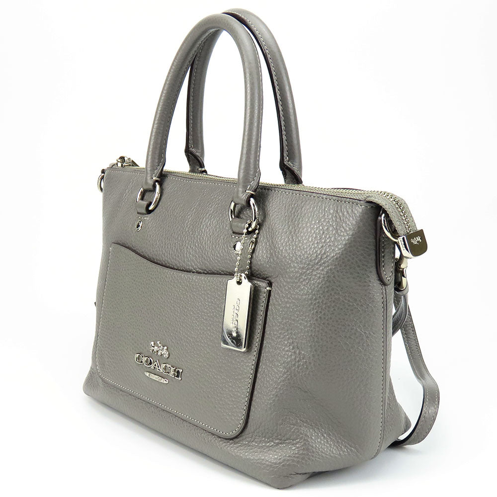 USED COACH Leather Handbag F31466 Gray 2WAY