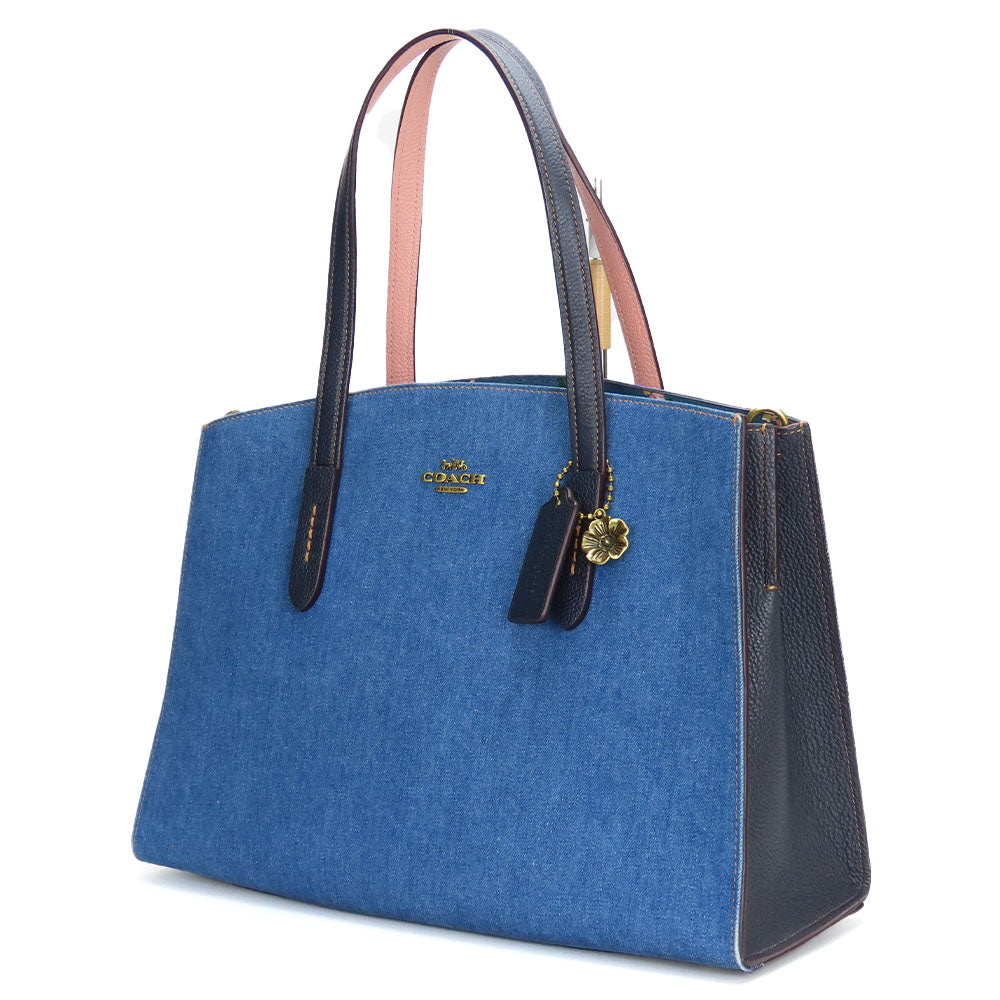 COACH Denim Leather Tote Bag 28898