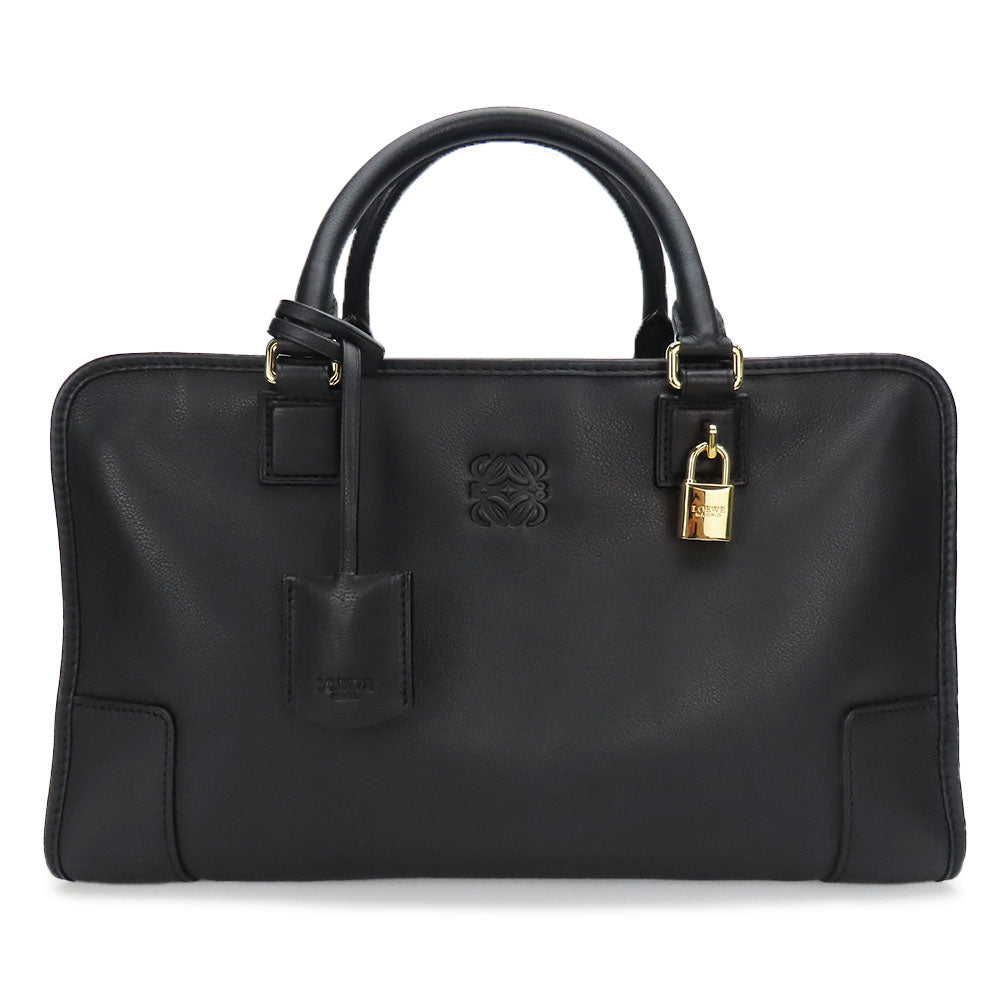 LOEWE Amazona 36 Anagram Calfskin Sheepskin Black Boston Bag